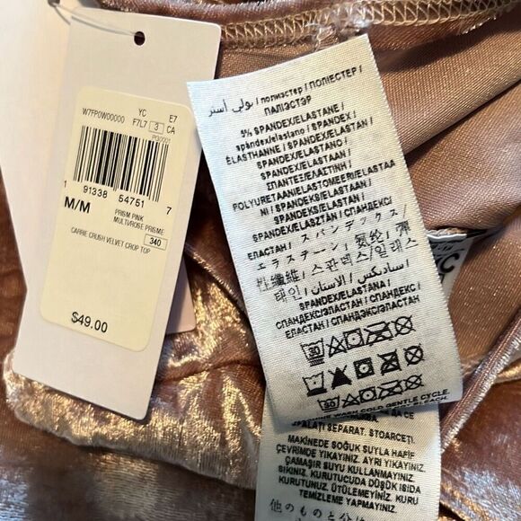 NWT Guess Women's Prism Pink Carrie Crush Velvet Twist Tie Crop Top - Picture 8 of 8